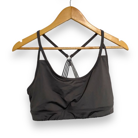 MARIKA Laser Cut Steel Grey Sport Bra Low Impact Yoga Workout Bra Sz XL - Picture 2 of 15